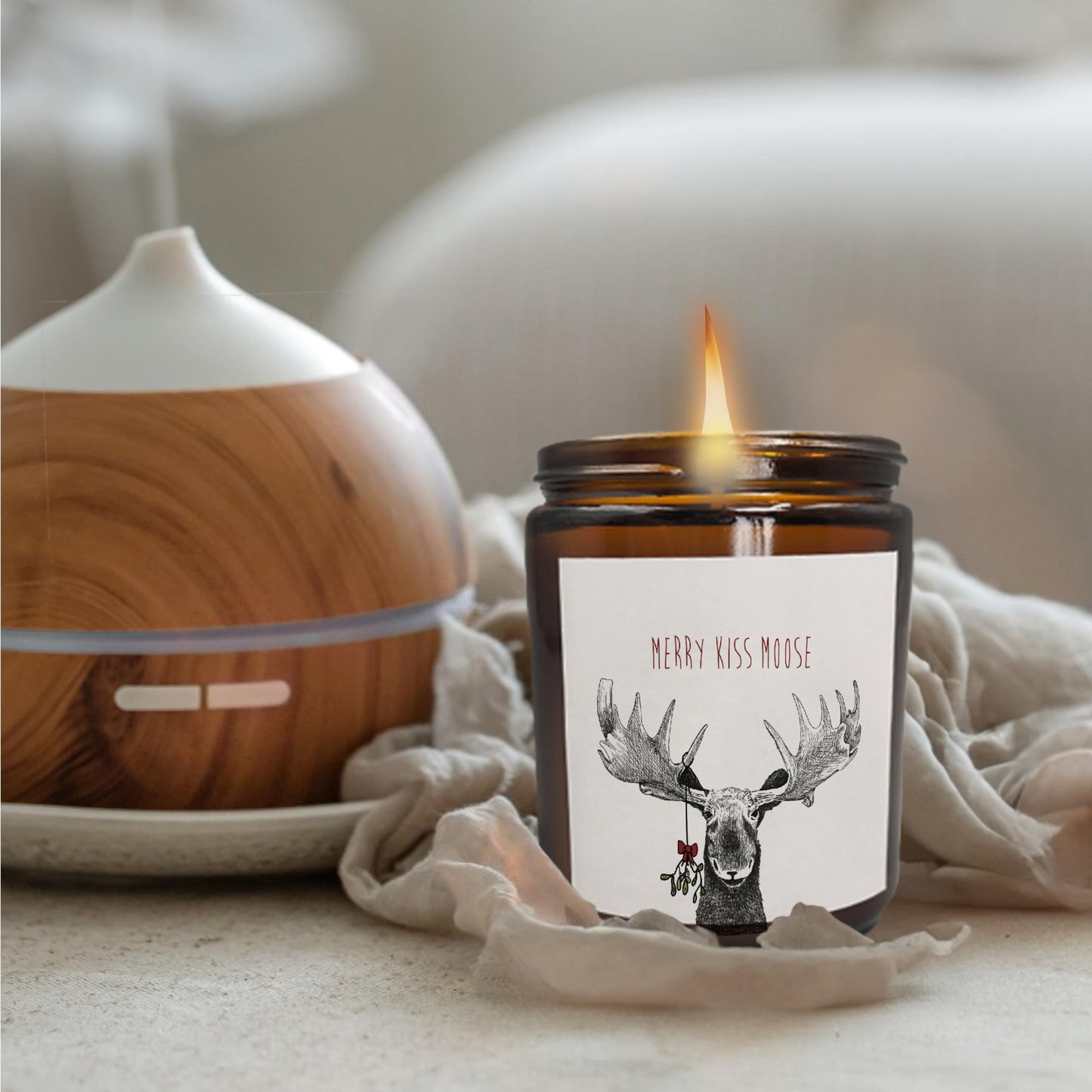 Mancheng-zi Moose Christmas Candles Scented, Merry Christmas Small Candles Gifts for Women