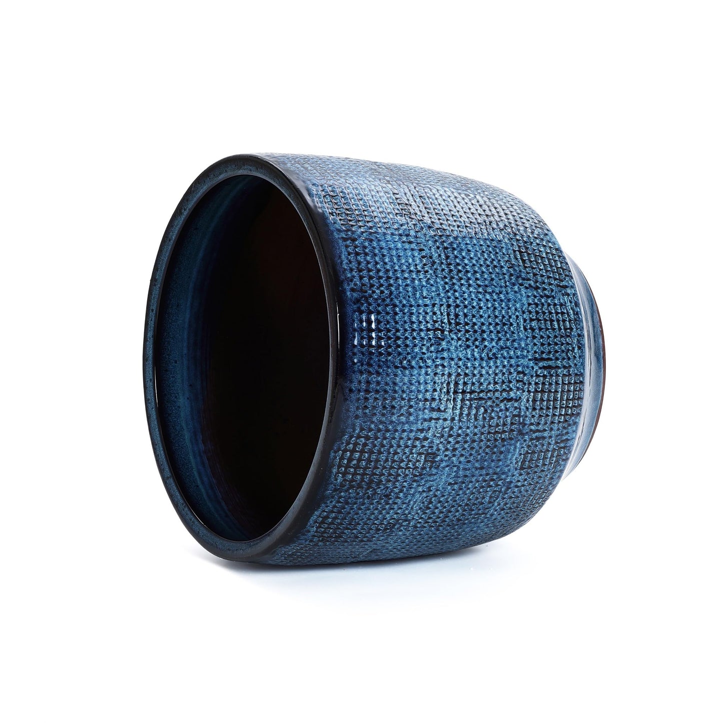 LuxenHome 15.75" Dia Large Ceramic Pots for Plants, Teal Blue Glazed Planters for Outdoor Plants, Round Indoor Flower Pots with Drainage Hole and Rubber Plug for Home Garden Patio