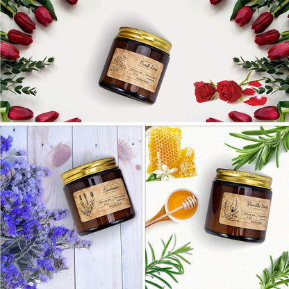 IDEALHOUSE Scented Candles Gift Set, Soy Wax Candles of Vanilla Honey, Fresh Rose, and Lavender, Perfect Candles Gifts Set for Women, Birthdays, Weddings, Christmas, Yoga, Bath