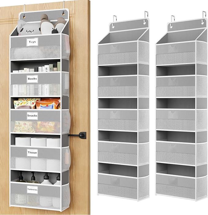Over The Door Organizer Hanging, 2 Pack 5 Shelf Behind The Doors Storage