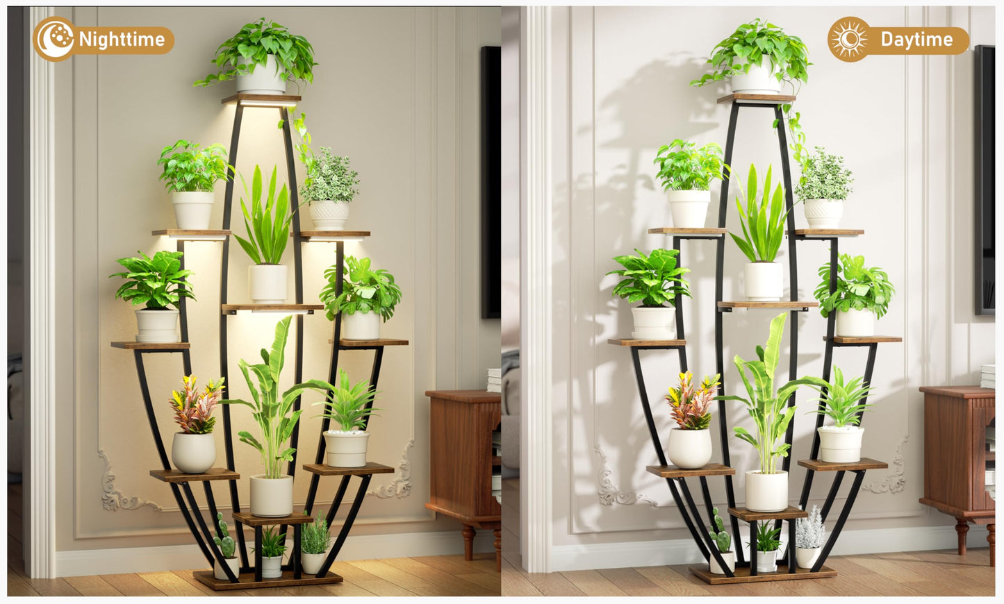 Plant Stand Indoor with Grow Lights - 10 Tiered Tall Plant Shelf Indoor, 59" Large Plant Stands for Indoor Plants, Metal Corner Flower Holder Rack Display for Living Room Patio Garden Balcony Home