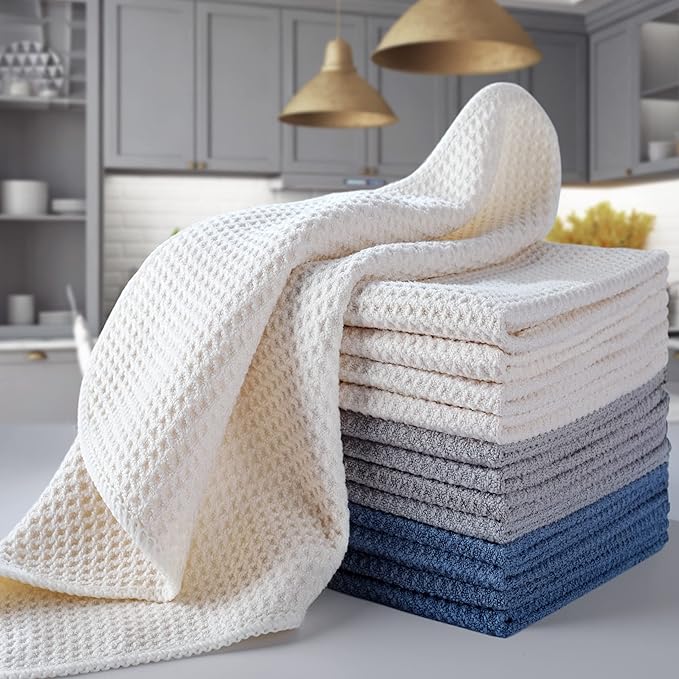 POLYTE Premium Microfiber Kitchen Dish Cloth Waffle Weave 12 Pack