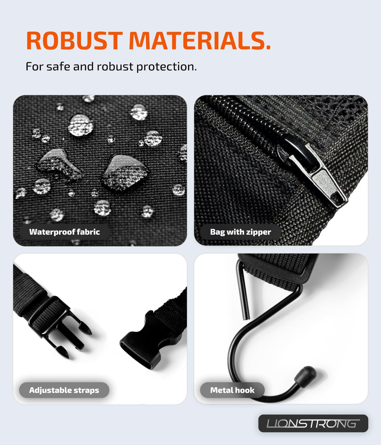 LIONSTRONG Kick Mats - Back Seat Car Organiser - Waterproof and Stain Resistant Seat Protectors (black)
