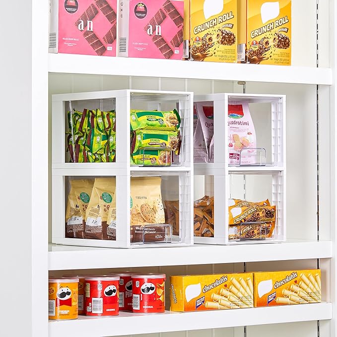 Vtopmart 4 Pack Large Stackable Storage Drawers, Easily Assemble Acrylic
