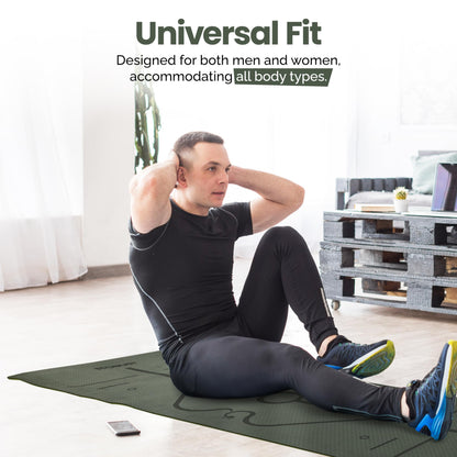 Robust Non-Slip Yoga Mat with Strap, 1/4" Thick TPE Eco-Friendly Workout Mat for Yoga with Position Lines and Texture Surface, Gym Mat for Women, Men, Pilates and Exercises Anti-Tear Sweat-Proof Exercise Mat