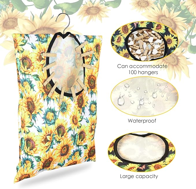 2 Pcs Sunflower Clothes Pin Bag Clothespin Bag Holder Clothespin Holder 15 X 11