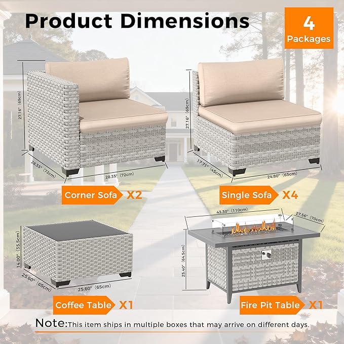 6-Seat Modern Outdoor Wicker Rattan Patio Furniture Set