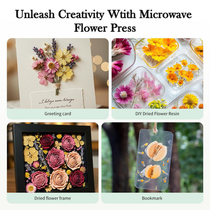 Aboofx Microwave Flower Press Kit, 6.3 x 6.3 inch(16x16cm) Quick Drying Flowers Pressing Kit, Flower Press for Adults, Pressed Flowers Plant Wedding Bouquet Preservation for DIY Arts Crafts Lovers