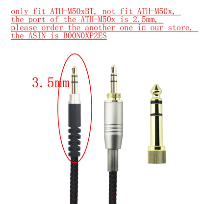 NewFantasia Replacement Audio Upgrade Cable Compatible with Audio-Technica ATH-M50xBT, ATH-AR3BTBK, ATH-SR50BT, ATH-ANC9, ATH-ANC7B, ATH-SR5BTBK, ATH-S700BT Headphones 3meters/9.9ft