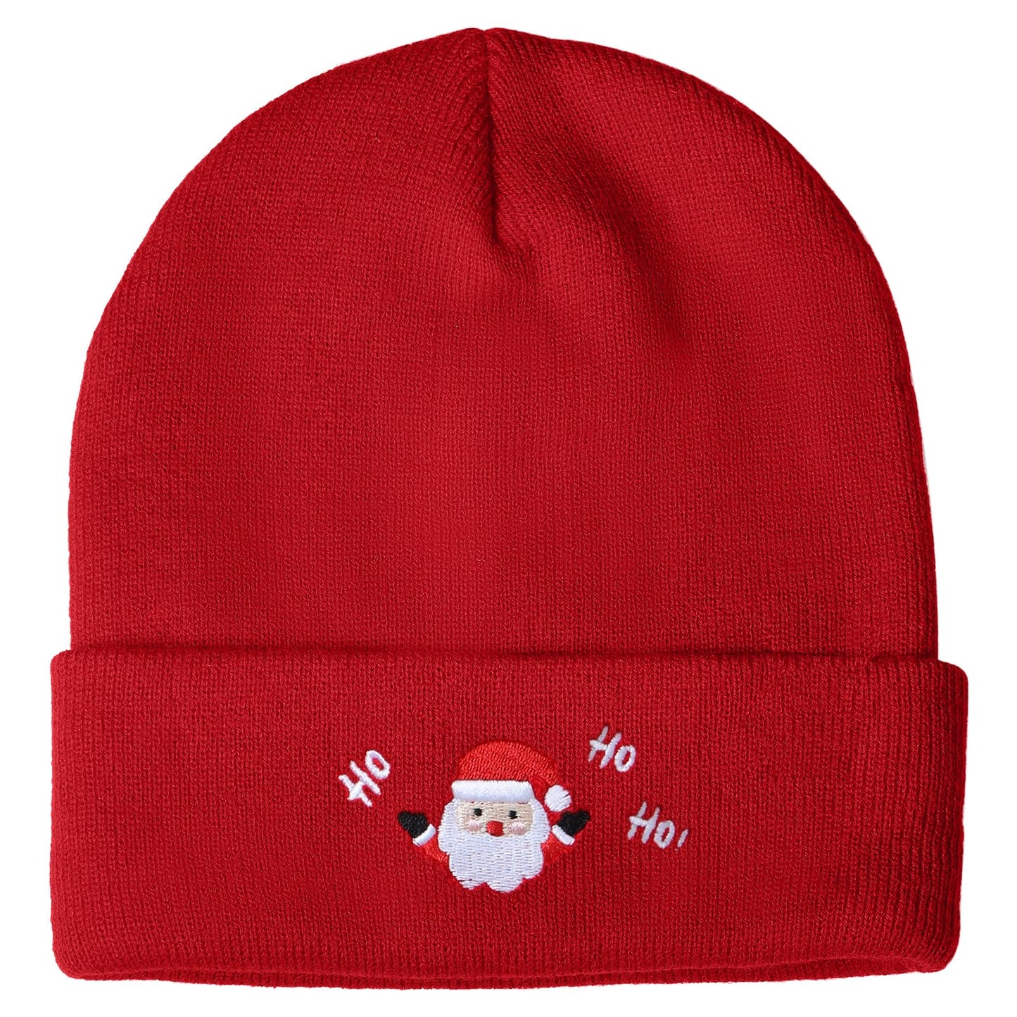 Christmas Beanie Hat Knit Embroidery Santa Red Funny Novelty Beanie Cap for Men Women Gifts