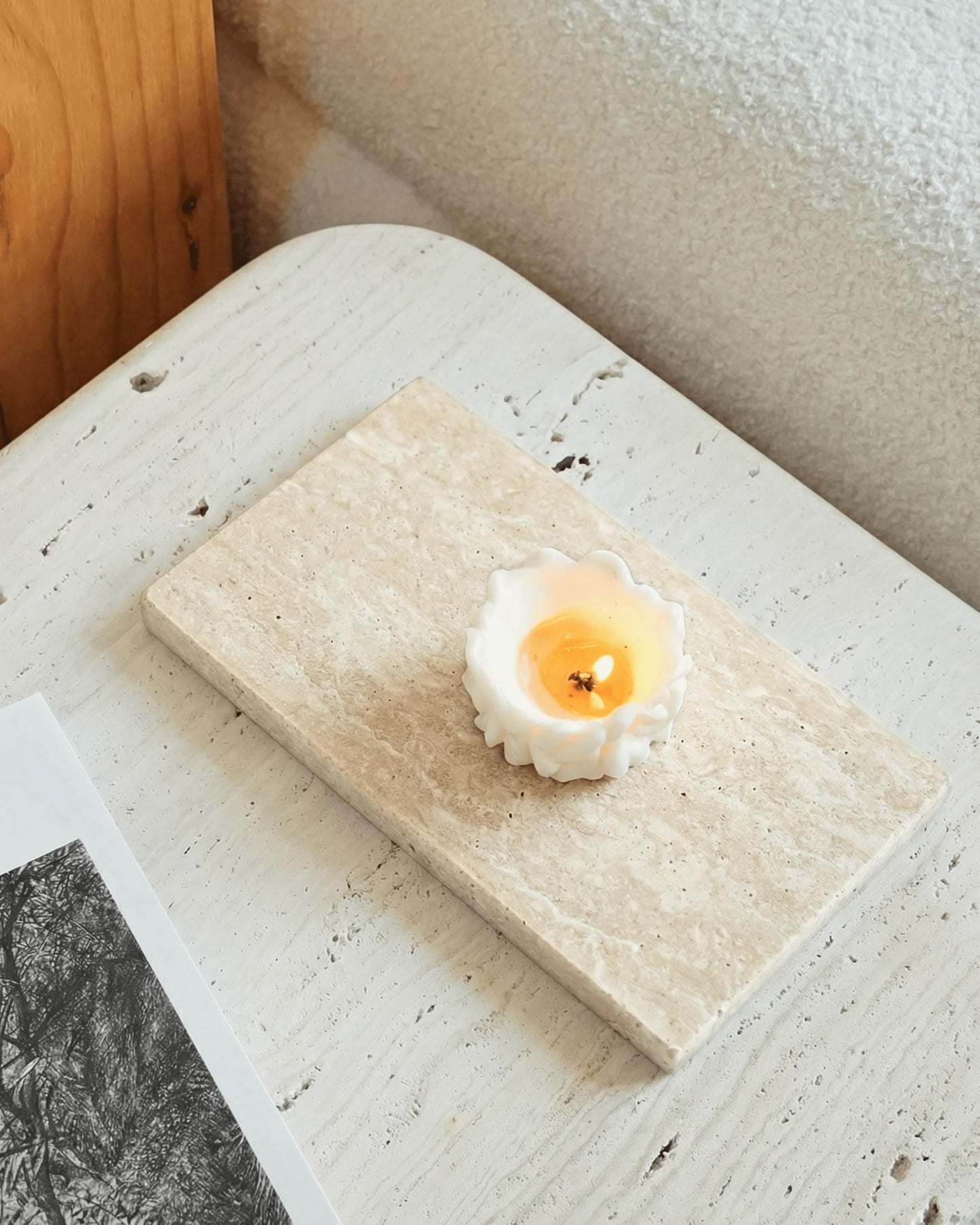 Astavostone Travertine Tray, Beige Natural Stone Decor Tray for Bathroom Vanity Decorative Rectangle Stone Board for Jewelry, Keys, Perfume,Coffee Table,Organizer (9.5''X4.7'')