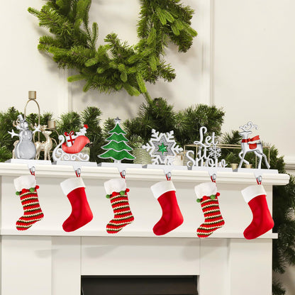 Homyplaza Christmas Stocking Holders for Mantle Weighted Metal Stocking Hangers Hooks for Fireplace Christmas Decorations (Set of 6)