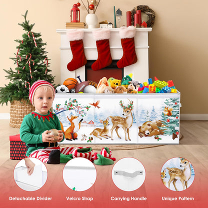 Christmas Toy Storage Bin,Extra Large Toy Box Chest with Lids & Handles for Kids Boys Girls,Collapsible Storage Organizer Box Bin Basket for Bedroom,Playroom, Nursery,37.8"x12.6" x15.7",Animals