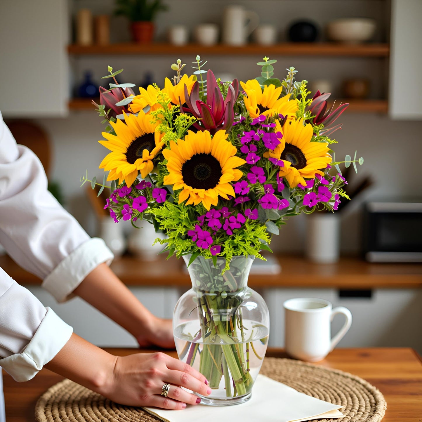 STARGAZER BARN Wildflower Bouquet (Vase Included) - Hand-Tied in the USA - Fresh Flower Delivery for Birthday, Anniversary, Sympathy, Home Decor, Wedding, Mother's Day