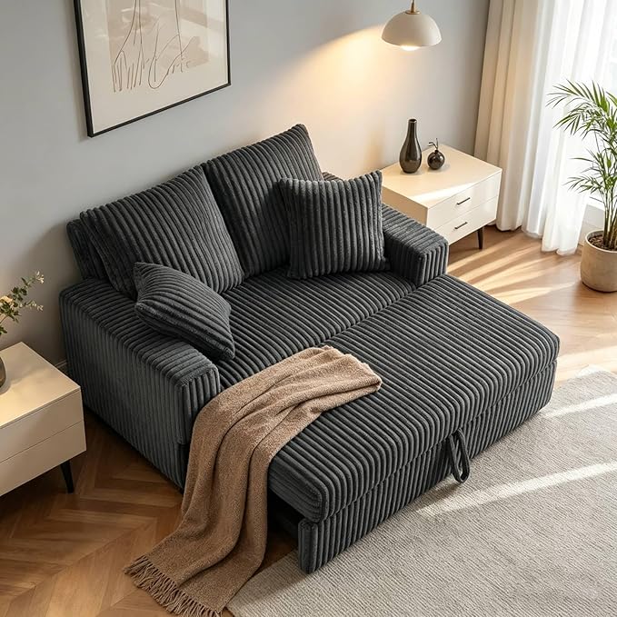 3 in 1 Convertible Sofa Bed，52.8" Pull Out Couch