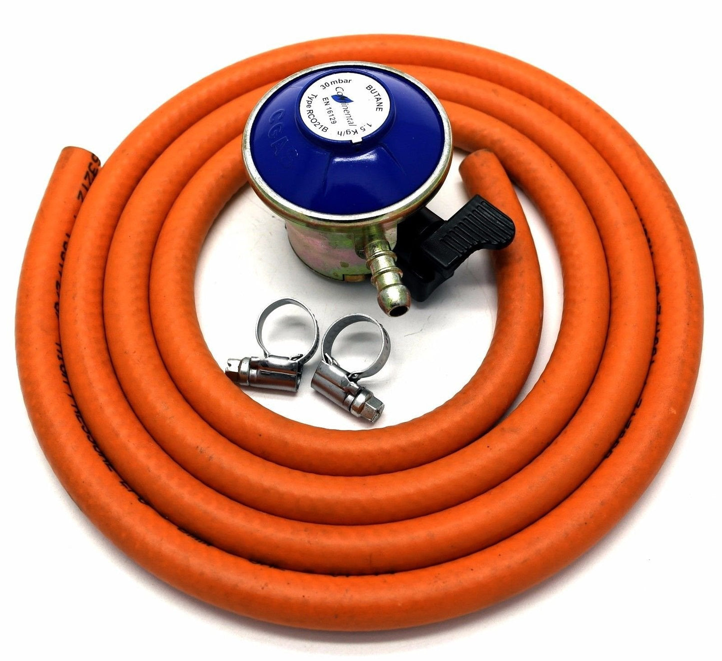 Greenhouse Warehouse continental products Butane Gas Regulator With 2M Hose & 2 Clips Fits Calor Gas/Flogas 21Mm Cylinder