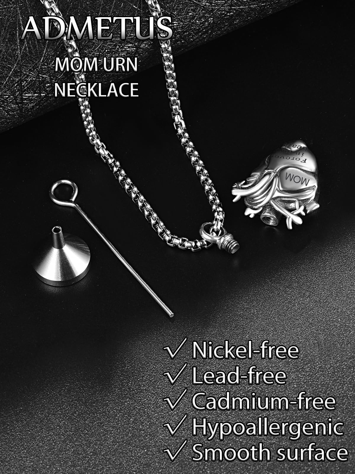 Personalized Anatomical Heart Urn Necklaces for Ashes Sterling Silver Ash Pendants Cremation Jewelry Mom Keepsake Pendant Memorial Jewelry Gifts for Loss of Mom