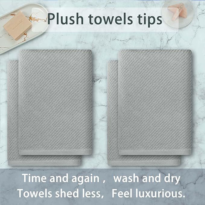 VOOVA & MOVAS Grey Bath Towels, Large 30" x 56"