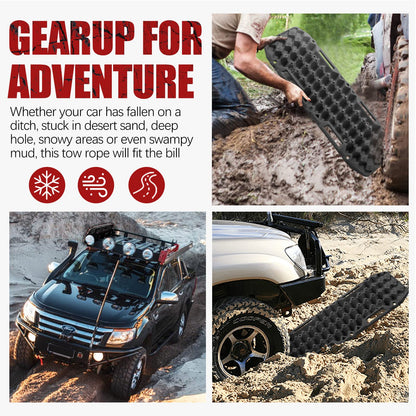 BUNKER INDUST Off-Road Traction Boards (Black) + 3/4in×20ft Kinetic Recovery Rope with 2 Soft Shackles Kit