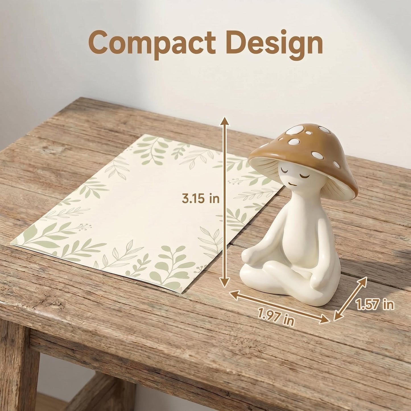 Seyorakus Meditation Mushroom Figurine Resin - Yoga Mushroom Statue for Desk Shelf Garden Decor, Cute Zen Mushroom Sculpture Figurine for Home Office Patio Decoration Gift
