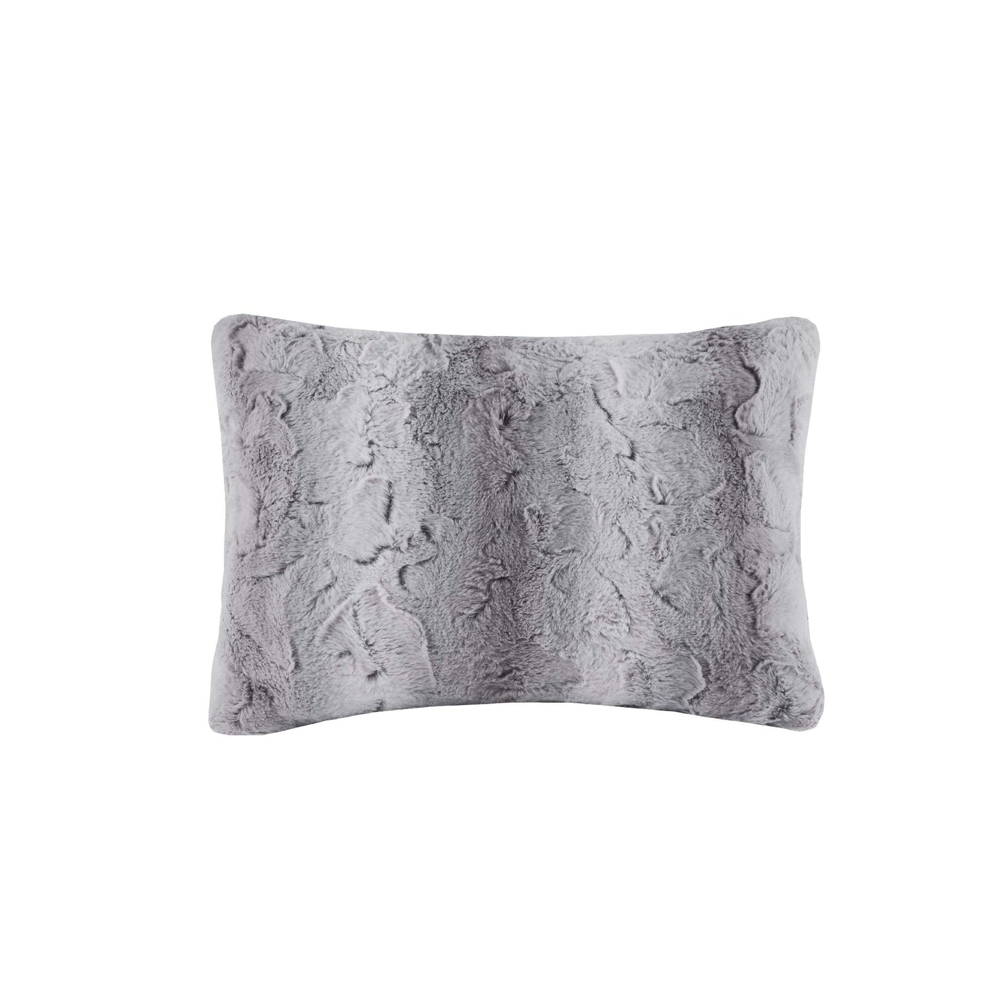 Madison Park Zuri Faux Fur Ombre Stripe Ultra Soft Luxury Decorative Throw Pillows, For Couch Bed With Insert, 20" x 20", Grey