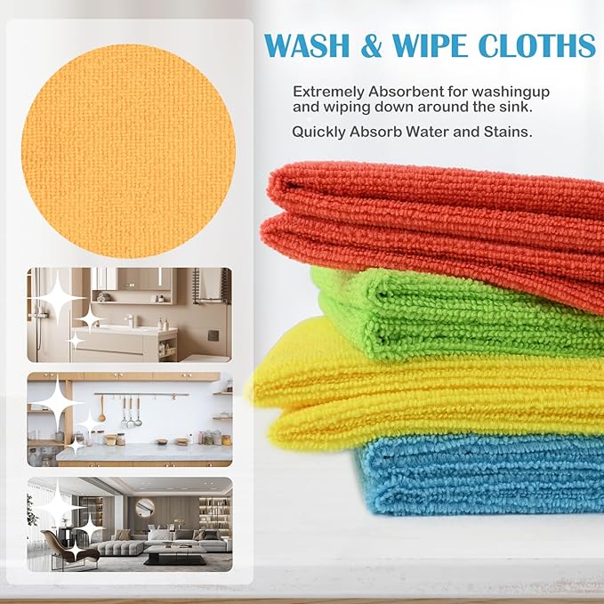 Microfiber Cleaning Cloth, 50 Pack Cleaning Rags