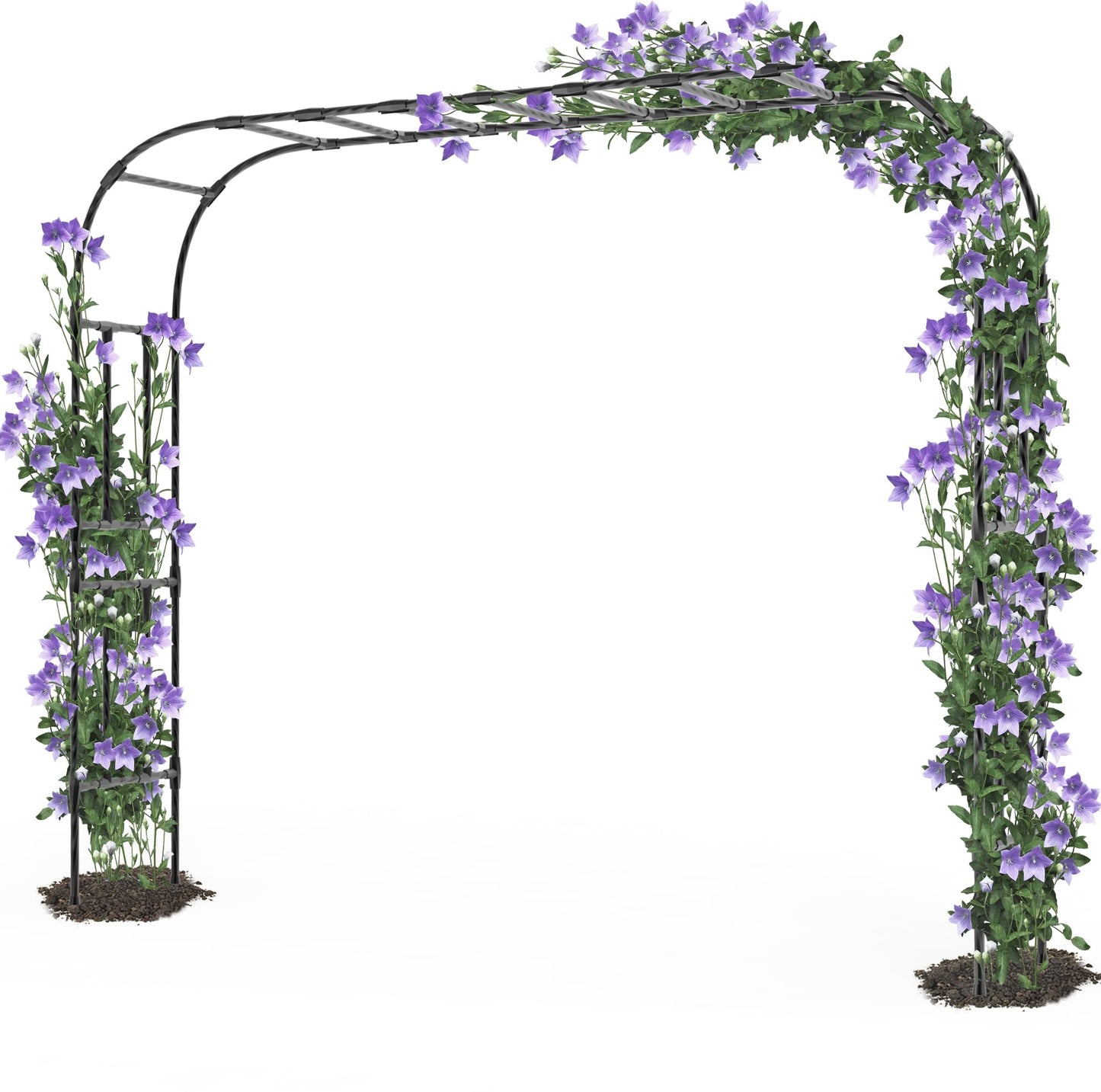 Trellume Thickened Metal Garden Arch-141.7"(L)*94.5"(H),Garden Arch Trellis for Climbing Plants Outdoor, Heavy Duty RustProof Iron Arbor Archway for Backyard, Patio, Lawn and Wedding Decorations