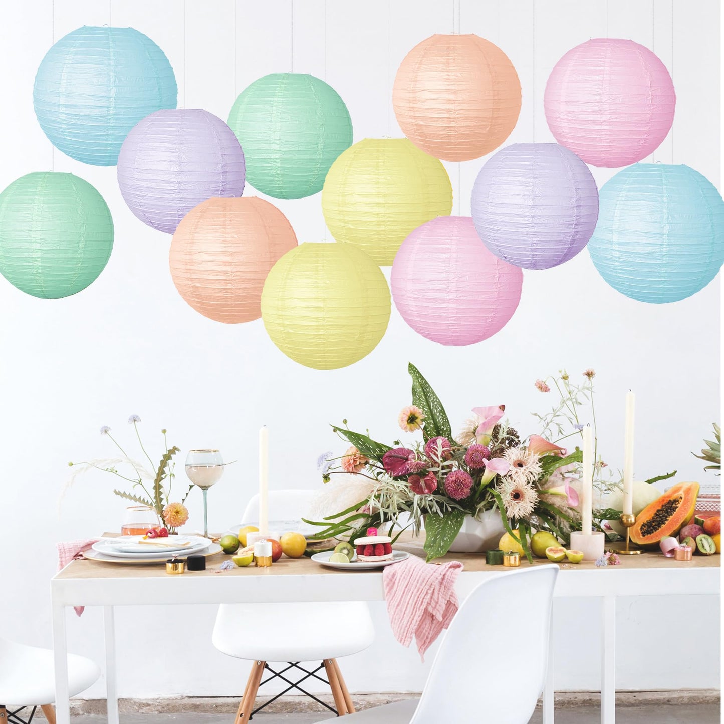 Macaron Paper Lantern Decoration 12PCS 10 Inch Hanging For Classroom Baby Shower decoration Wedding Valentine's Day Graduation Anniversary Picnic Gathering Christmas Bridal Home Decor Party Decoration