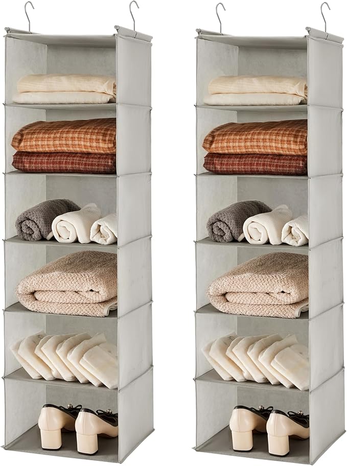 MAX Houser 6 Tier Shelf Hanging Closet Organizer, Closet Hanging Shelf