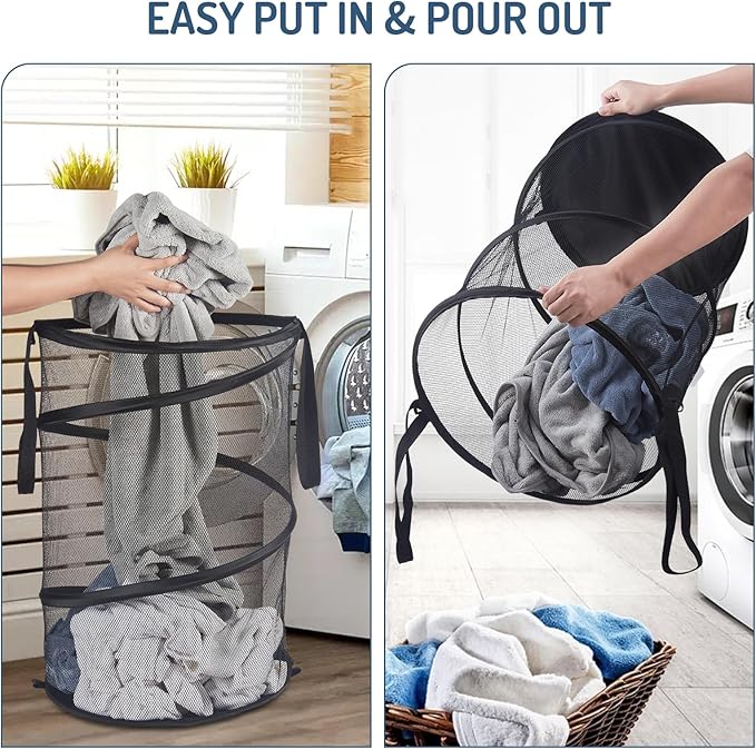 Seiritex 2Pcs Mesh Popup Laundry Hamper 115L Extra Large Collapsible Laundry