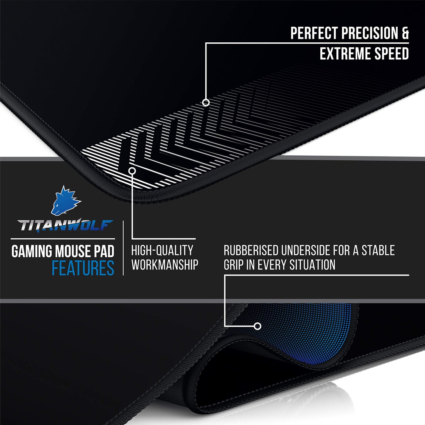 TITANWOLF - XXL Mouse Pad, Extra Large Gaming Mouse Mat 1200x600mm Oversize, XXL Mouse Pad, Desk Pad XXXL Extended, Precision and Speed, NonSlip Rubber Base, For Mice and Keyboards