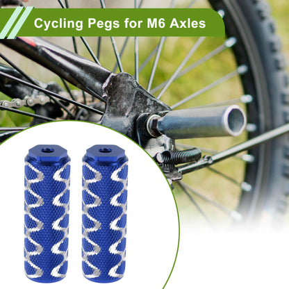 INFINAUTO 1 Set Aluminum Alloy Anti-Skid Bike Pegs 3" Length Circle Texture Bicycle Backseats Stands Cycling Foot Pegs M6 Axles Blue