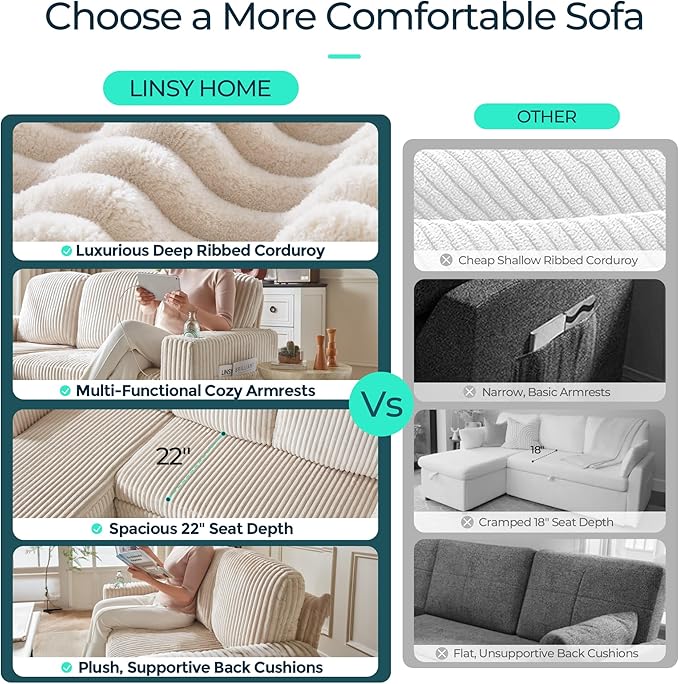LINSY HOME Loveseat Sofa with Storage