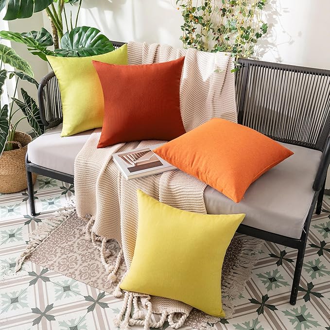 MIULEE Pack of 2 Decorative Outdoor Solid Waterproof Throw Pillow Covers Euro