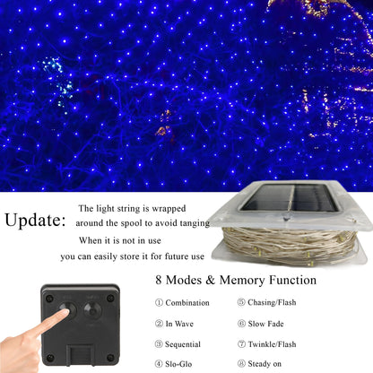Joomer Solar Fairy Lights, 2-Pack Total 80FT 240LED Solar String Lights Outdoor Waterproof 8 Lighting Modes for Fence Party Garden Patio Yard Home Holiday Tree Outdoor Decoration (Blue)