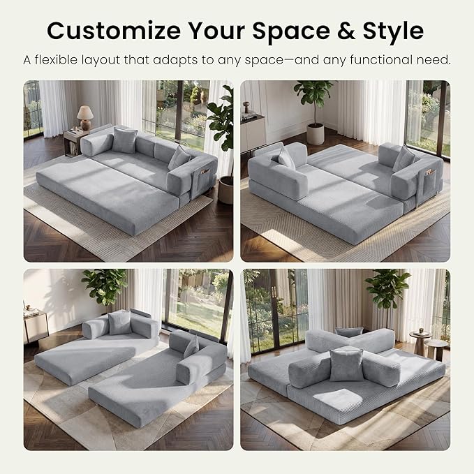 78.8" Convertible Futon Sofa Bed, Corduroy Futon Couch