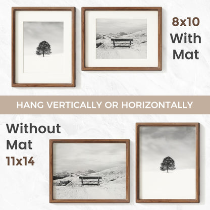 11x14 Picture Frame, USA-Sourced Natural Walnut Wood Photo Frame with Tempered Glass, Handcrafted Rounded Corner 11 x 14 Wooden Frame Matted to 8x10 Photos, Wall or Tabletop Display