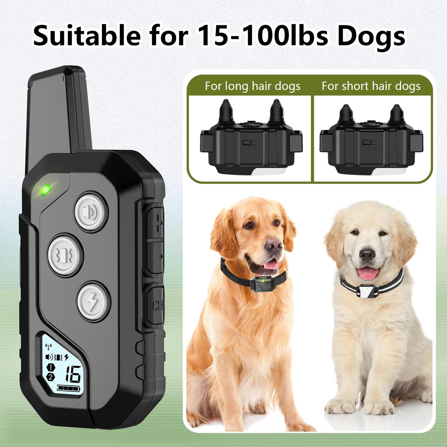 Snsng Shock Collar for Dogs, Dog Training Collar with Remote Control for 2 Dogs, 3 Training Modes with Beep, Vibration and Satic, Waterproof, Rechargeable E Collar for Large Medium Small