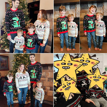 Simplee kids Ugly Christmas Round Neck Sweater Family Matching Outfits for Holiday Party Knitted Pullover,Long Sleeve for Winter 5-6T Kids