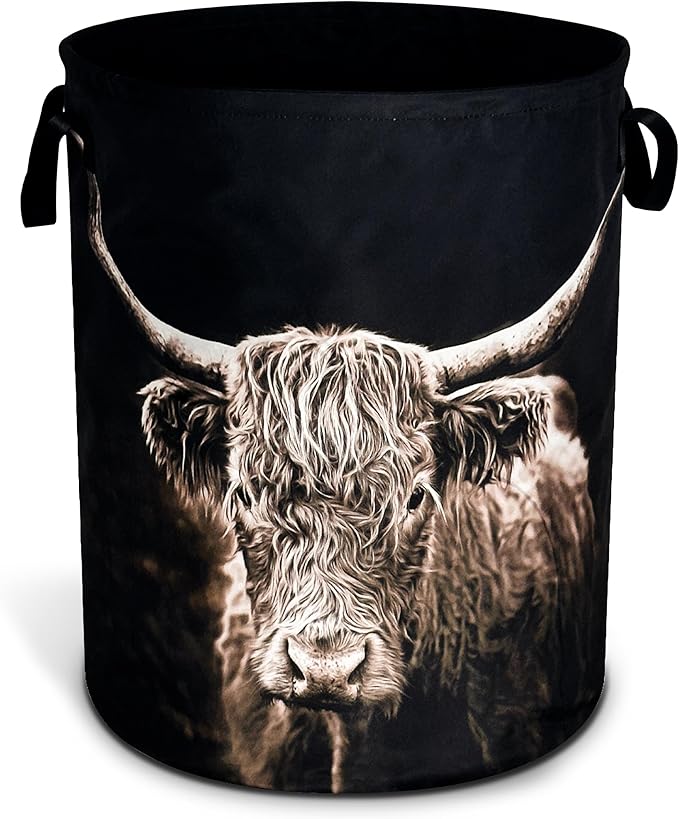Highland Cow Laundry Basket Animal Foldable Oxford Cloth Funny Tote Bag Laundry