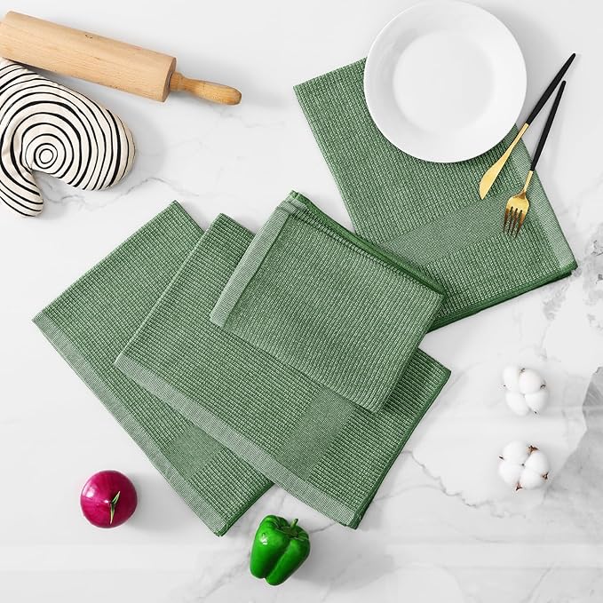 Homaxy Premium Kitchen Towels, Large Cotton Kitchen Hand Towels, Flat and Terry