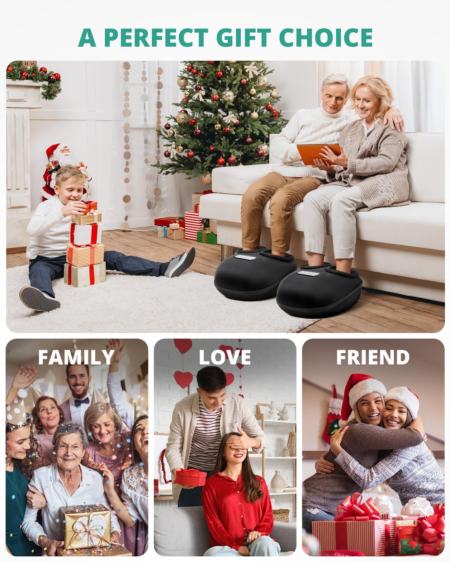 Medcursor Foot Massager Machine with Heat, Rolling, Deep Kneading, Shiatsu Foot Massager for Delivers Pain Relief, Tired, Plantar Fasciitis, Gift for Women Mom Men Fits Up to 13"