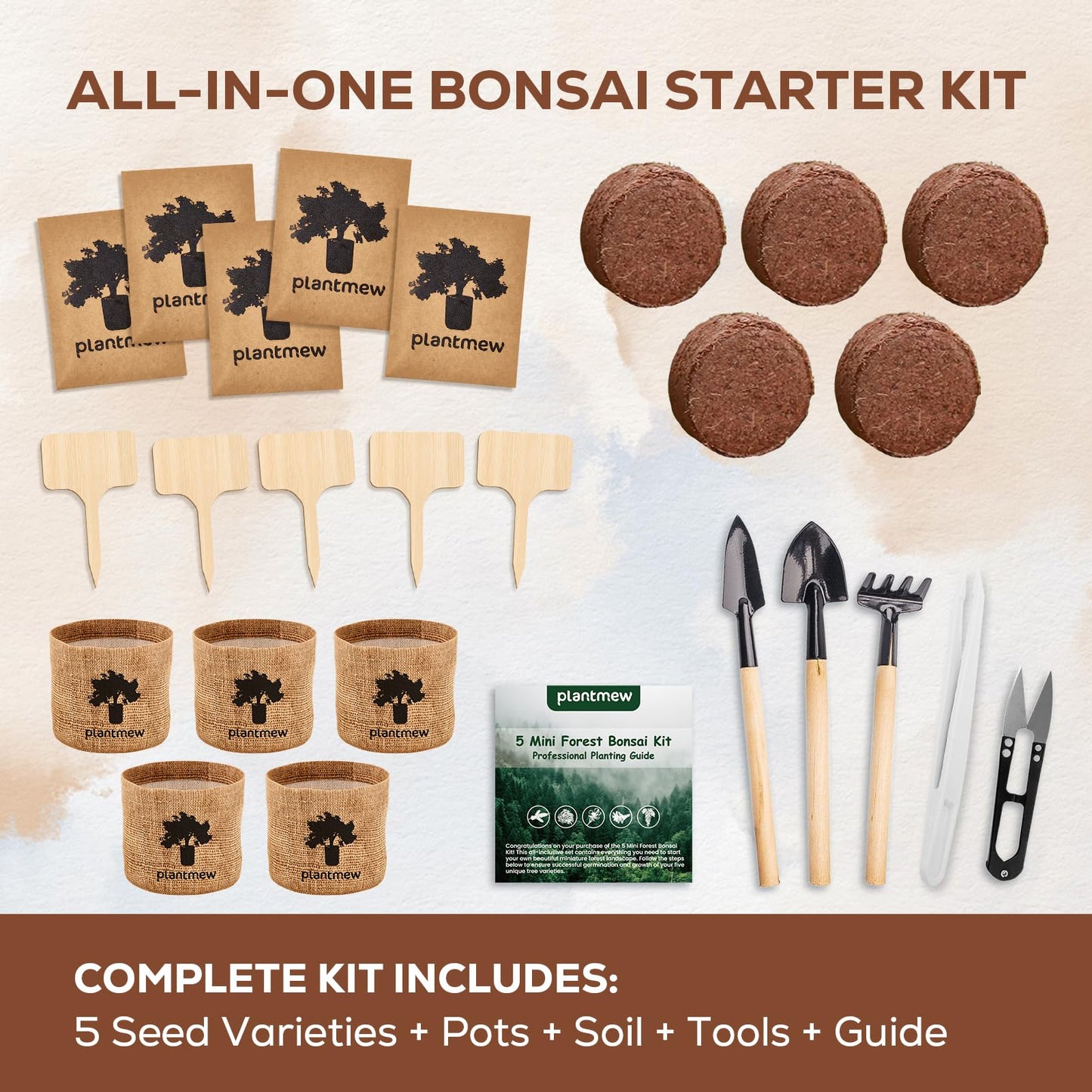 Christmas Gifts & Crafts for Adults - Bonsai Tree Starter Kit with 5 Unique Japanese Trees | Complete DIY Gardening Kit for Birthday | Gifts for Women, Men, Mom, Dad, Plant Lovers
