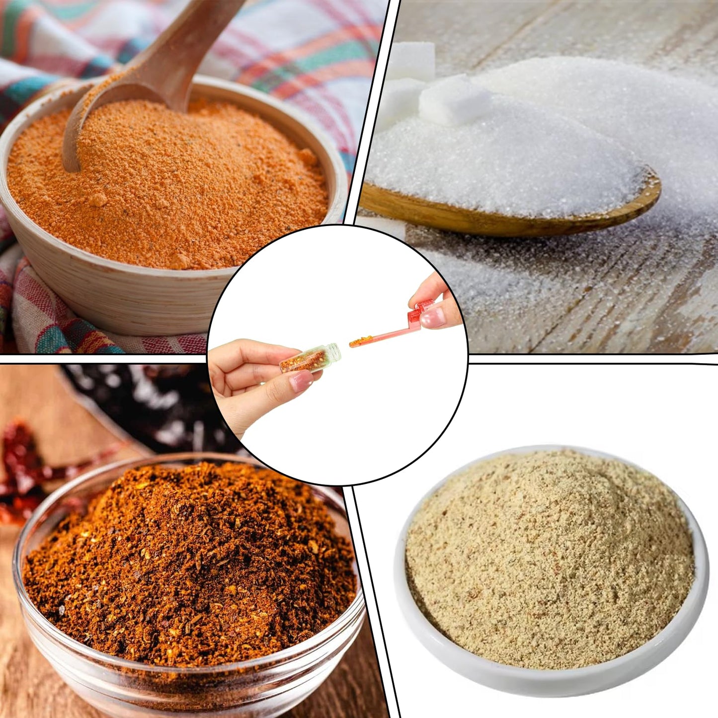 Mini Glass Spice Dispensers With Spoon,Portable Travel Shakers,5ml Capacity,Leak-Proof Airtight, For Camping, Outdoor, Kitchen, And Daily Use(6 Pcs)