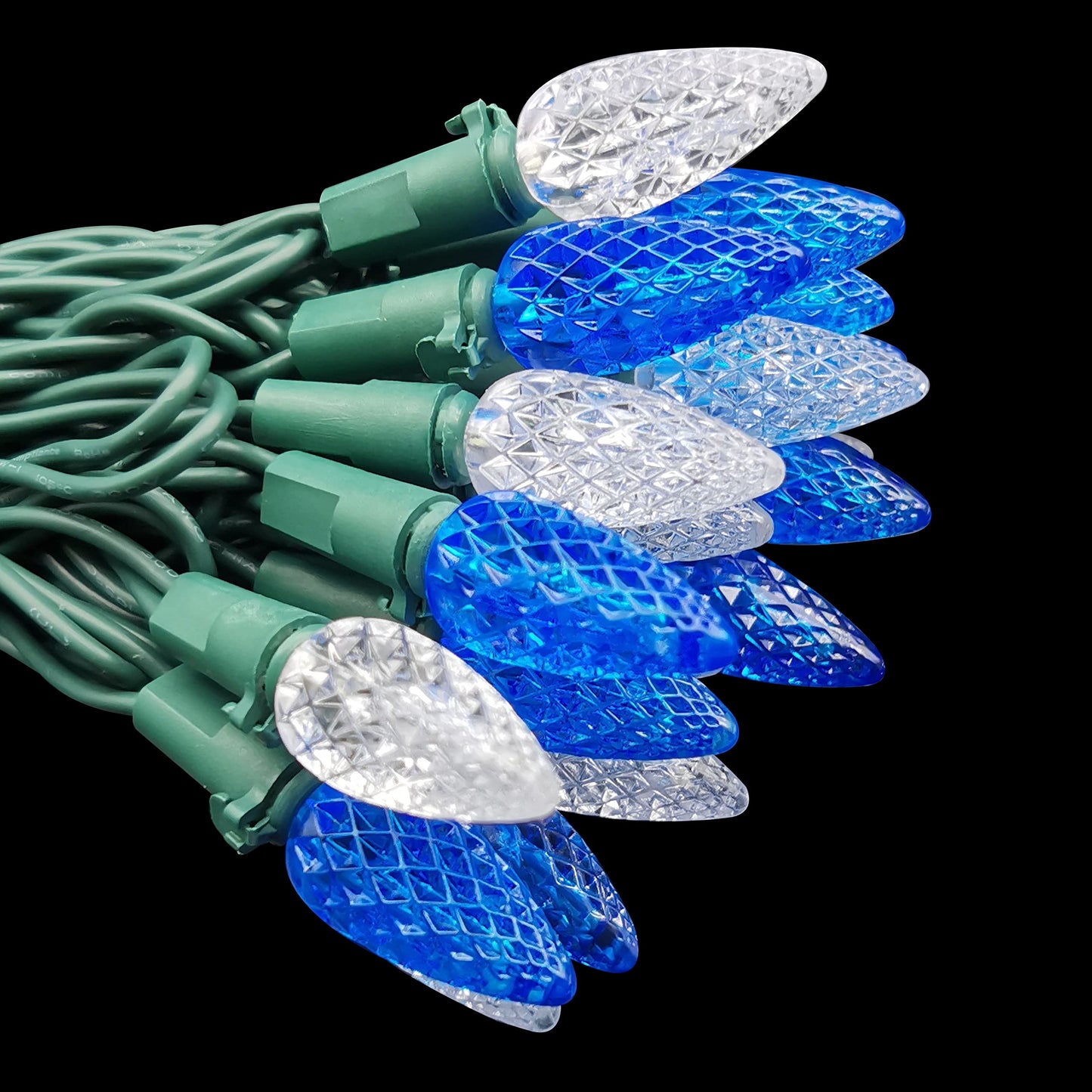 MXTCLM C6 Christmas Lights 50 LED Blue + Cool White Strawberry 18ft Waterproof String Lights for Outdoor Indoor Garden Yard Home Party Christmas Tree Decoration(Blue+Cool White)