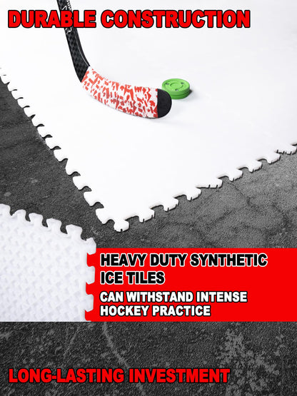 kasifei Hockey Synthetic Ice Tiles (12 Pack, 23.5 SQFT) - Dryland Flooring Tiles - Build Your Own Year-Round Hockey Training Surface - Easy to Assemble