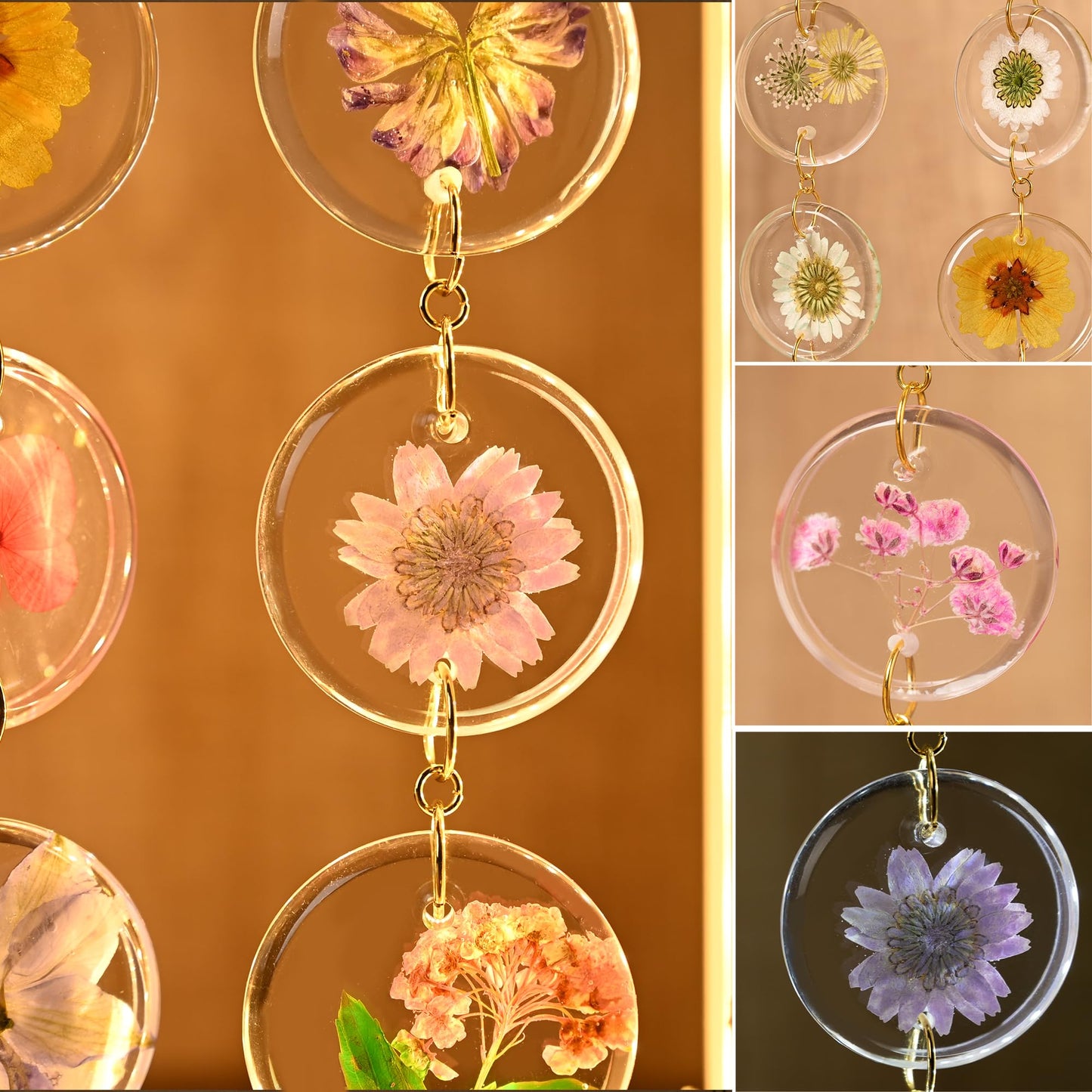 SMUK Handmade Dried Flower LED Desk Lamp, 3 Way Dimmable Cute Pressed Flower Bedside Lamp with Wooden Frame for Desk, Table, Bedroom, Living Room, Office, Aesthetic Cute Table Lamp