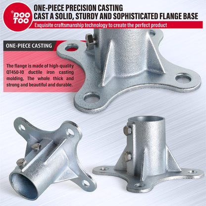 DooToo Chain Link Fence Post Flange - 2 1/2" Heavy Duty Round Post Base Bracket (8-Pack) Fits 2-3/8" Outer Diameter Fence/Mailbox/Flag Posts - Floor Mount Flange Kit