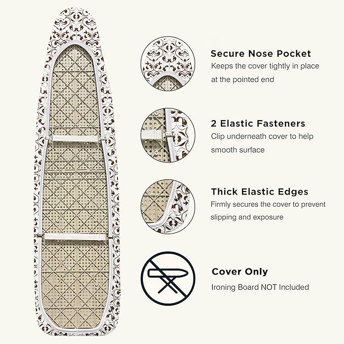 Ironing Board Cover and Pad 18"x54" Extra Thick Natural Cotton, Scorch & Stain