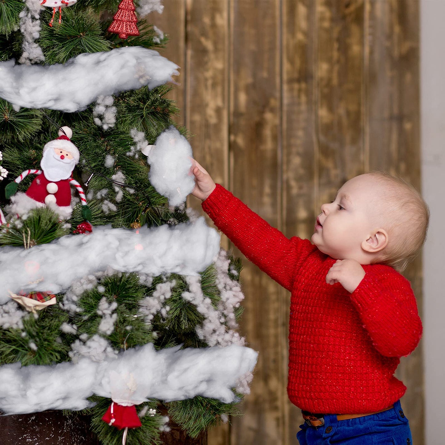 Riakrum Fake Snow Decor Artificial Fluffy Fiber Stuffing Fake White Snow for Tree Covering Home and Party Decorations(60 G)